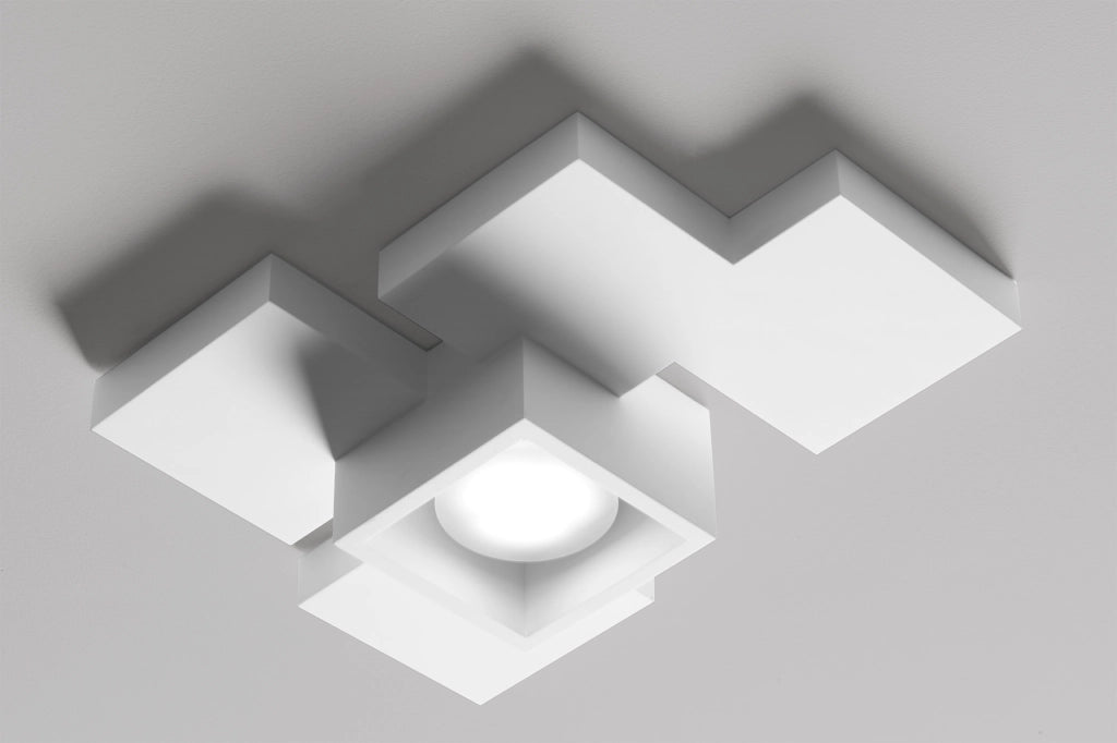 SIDE lampada da Soffitto 1 Luce Cubo LM GX53 in gesso bianco 33,5cm