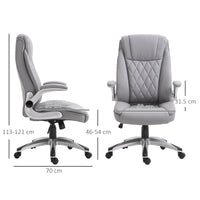 Sedia Poltrona Presidenziale da Ufficio 69,5x76x113-121 cm in Similpelle Grigia