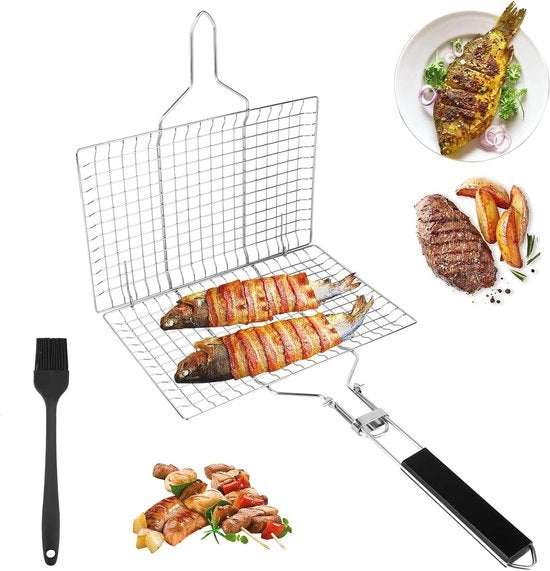 Grill per Pesci e Verdure Opportuno - Accessorio Barbecue in Acciaio Inossidabile 54 * 22 cm