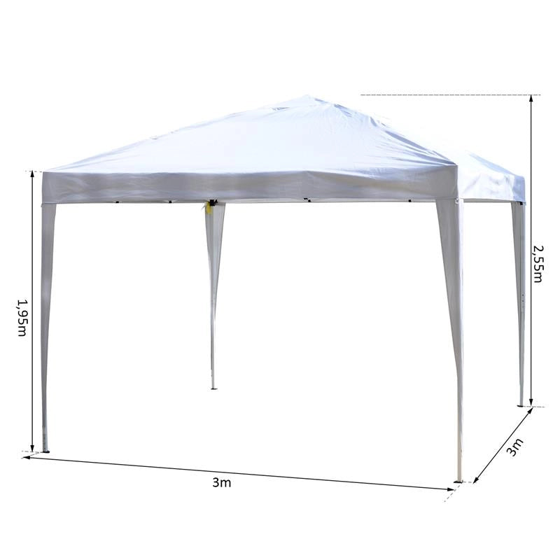 GAZEBO STRUTTURA IN ACCIAIO PIEGHEVOLE RIVESTIMENTO TESSUTO OXFORD BIANCO 3X3M