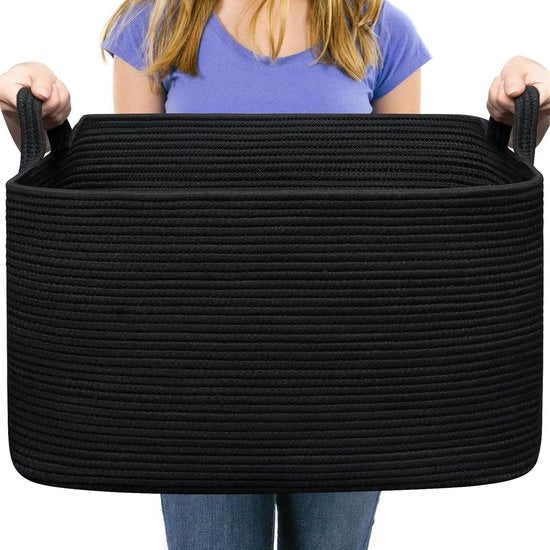 Mand per bambini per conservazione giocattoli e coperte 55 x 38 x 30 cm (nero)