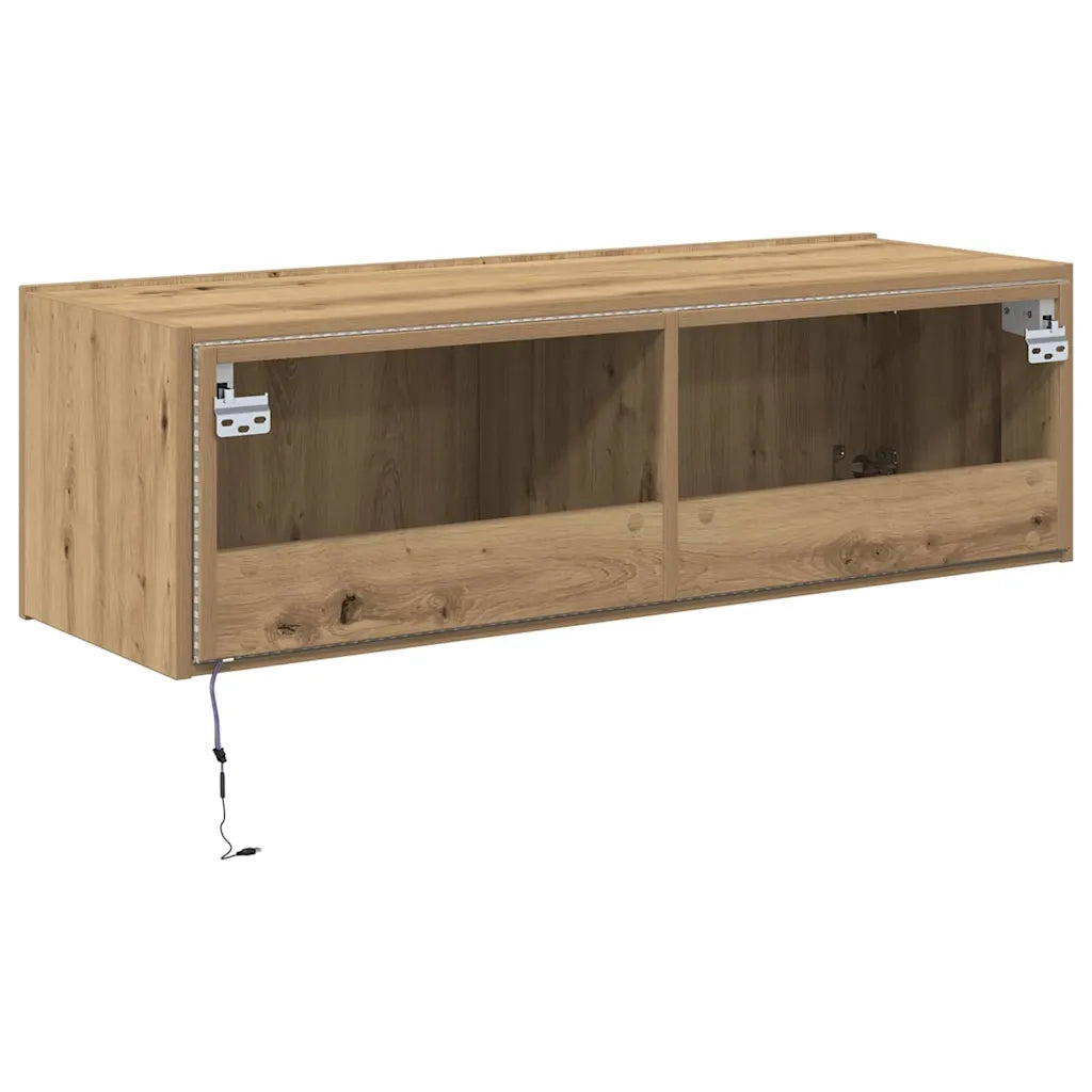 Mobile TV da parete con LED Rovere artigianale 100 x 35 x 31 cm 863111