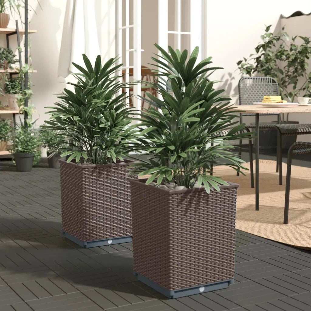 2 pz Fioriere | Cassetta per fiori | Vaso Marroni 30x30x37 cm in Polipropilene