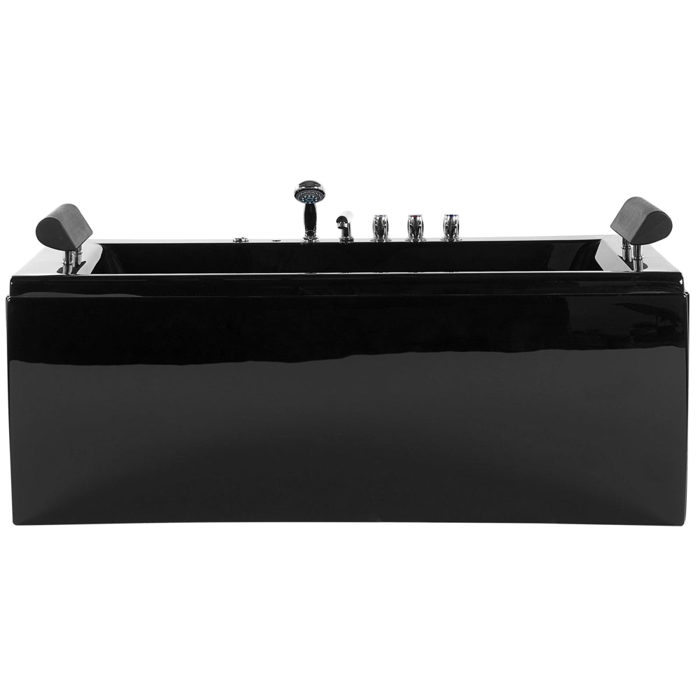 Vasca Idromassaggio Nero Sanitario Acrilico Imbottito Poggiatesta LED 172 x 83 cm
