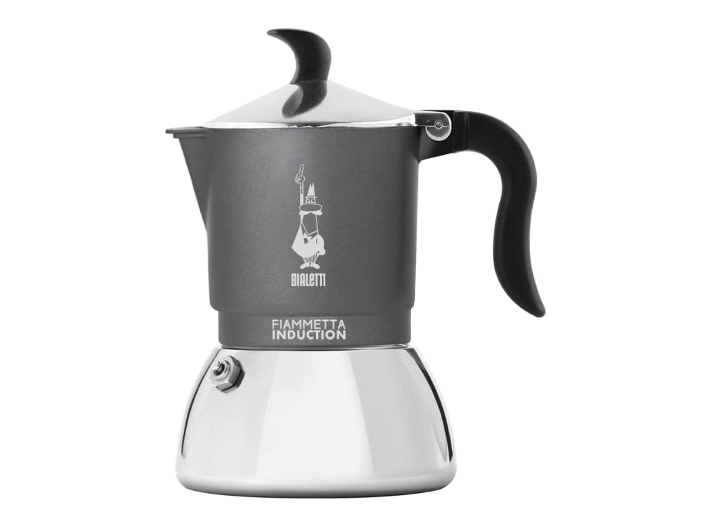 Bialetti Caffettiera Fiammetta Induction Moka 2 Tazze Adatta a Tutti i Piani Cottura Antracite