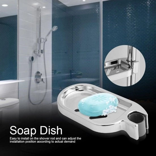 Supporto per sapone regolabile per doccia - Accessorio utile per la stanza da bagno - Finestra in acciaio inox - Diametro foro 25 mm.