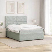 Letto Box Spring LED con Materasso Grigio Chiaro 140 x 200 cm 3456089