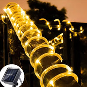 Snoe di luce solare, 100 LED, 10 m, luce solare per esterni, impermeabile, adatto per Natale, giardino, terrazza, vialetto, recinzione, albero e giardino posteriore (luce bianca calda)