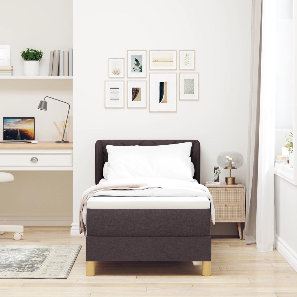 Letto con Box Spring e Materasso - Marrone Scuro, 80x200 cm, Tessuto