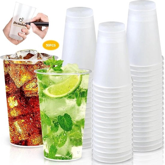 Bicchieri riciclabili, 50 pezzi, bicchiere da drink, bicchieri in plastica, 300 ml, riciclabile, bicchiere in plastica per feste, matrimoni, vacanze, Natale, compleanni, bicchieri per bevande.