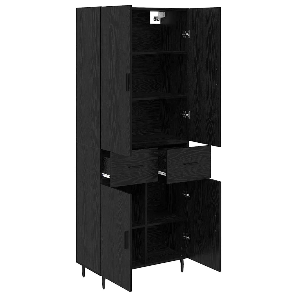 Credenza con Cassetto-Buffet-Armadio da cucina Rovere nero 69,5 x 34 x 180 cm 895088