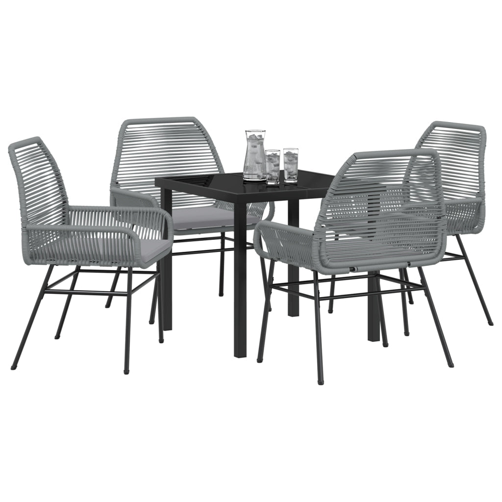 Set da pranzo da giardino 5 pezzi con cuscini grigio rattan polietilene