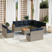 Set Divani da Giardino 12 pz con Cuscini Grigio in Polyrattan 3226096