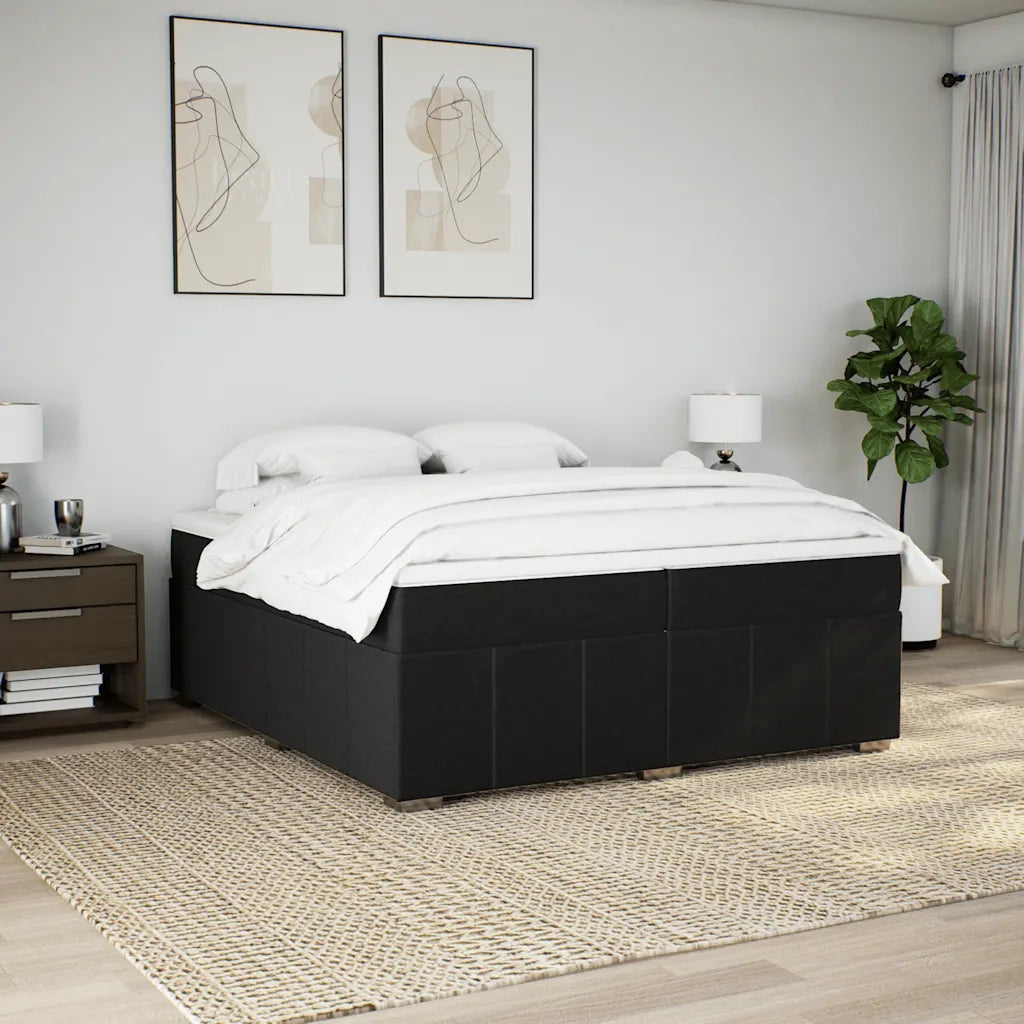 Giroletto a Molle con Materasso Nero 200x200 cm in Tessuto