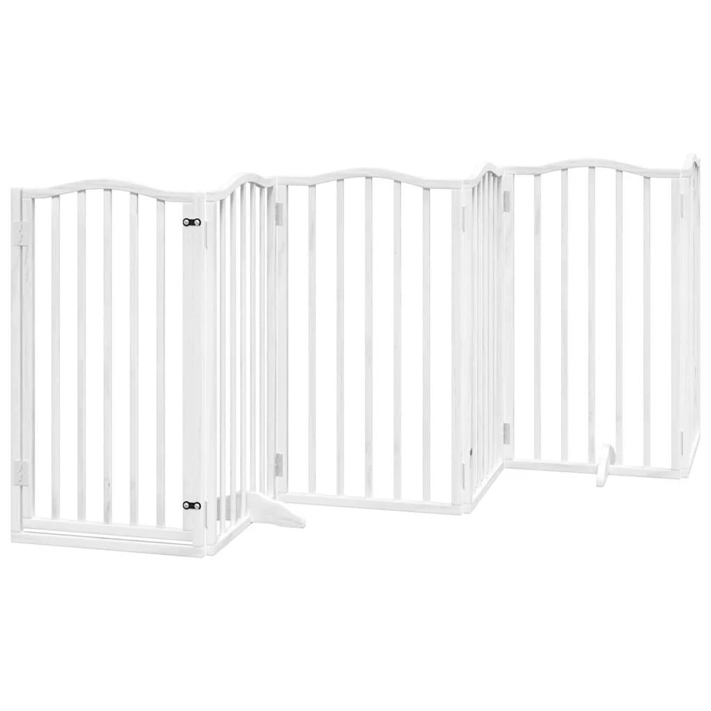 Cancelletto di sicurezza per animali domestici porta pieghevole 12 pannelli legno di pioppo bianco 02_0023172