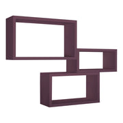 Set di 3 Mensole da Muro Modello TRITTCO. Misure 15.5x45.0x27.0 cm. fInitura  VIOLA MELANZANA - MADE IN ITALY