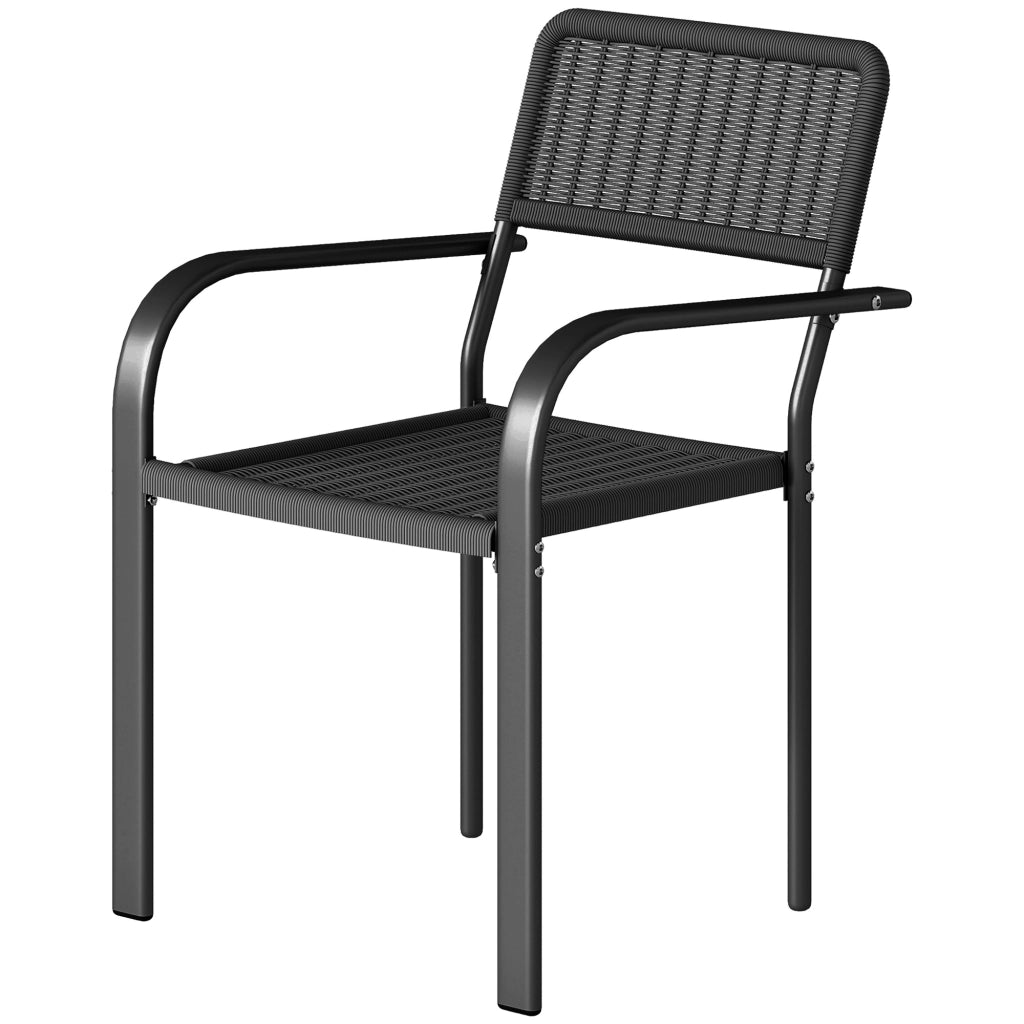Sedia da pranzo da giardino esterno apilabile con braccioli ¨C zephmum ¨C nero 55x60x83 cm