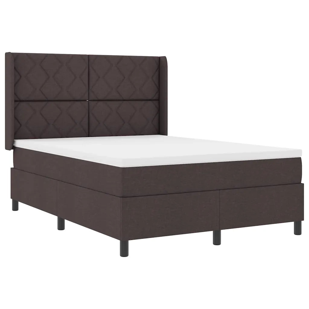 Letto a molle con materasso Marrone scuro 140 x 190 cm Tessuto 3341703