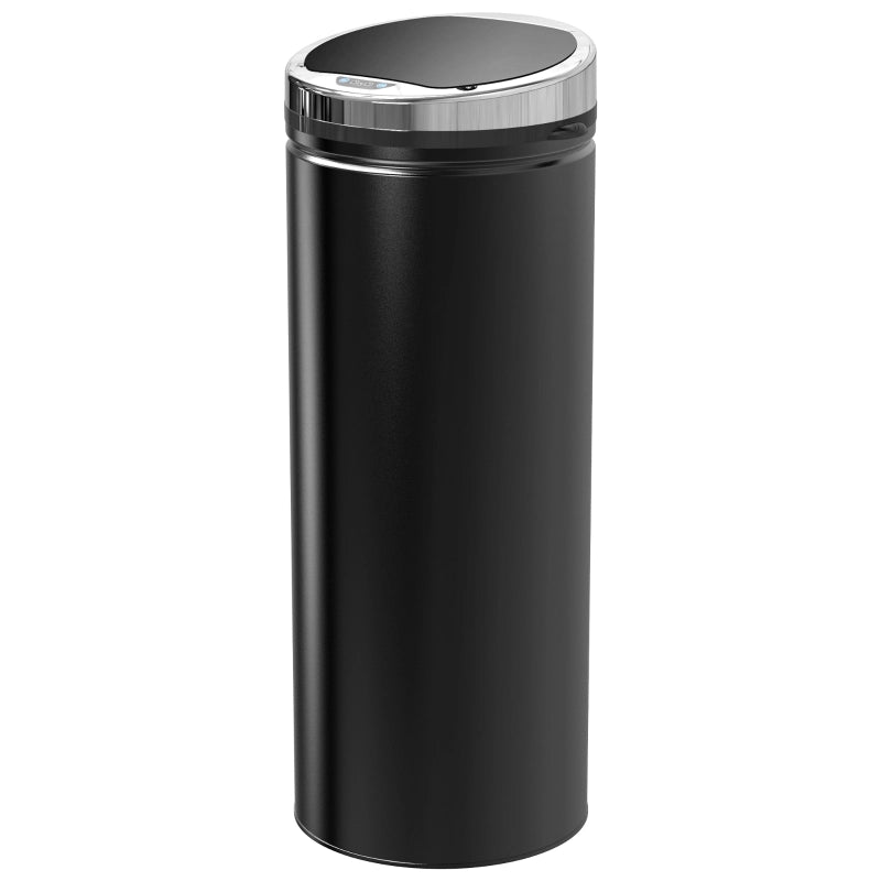 Pattumiera con sensore di movimento, acciaio inox, 30,5 x 30,5 x 81,5 cm, nera