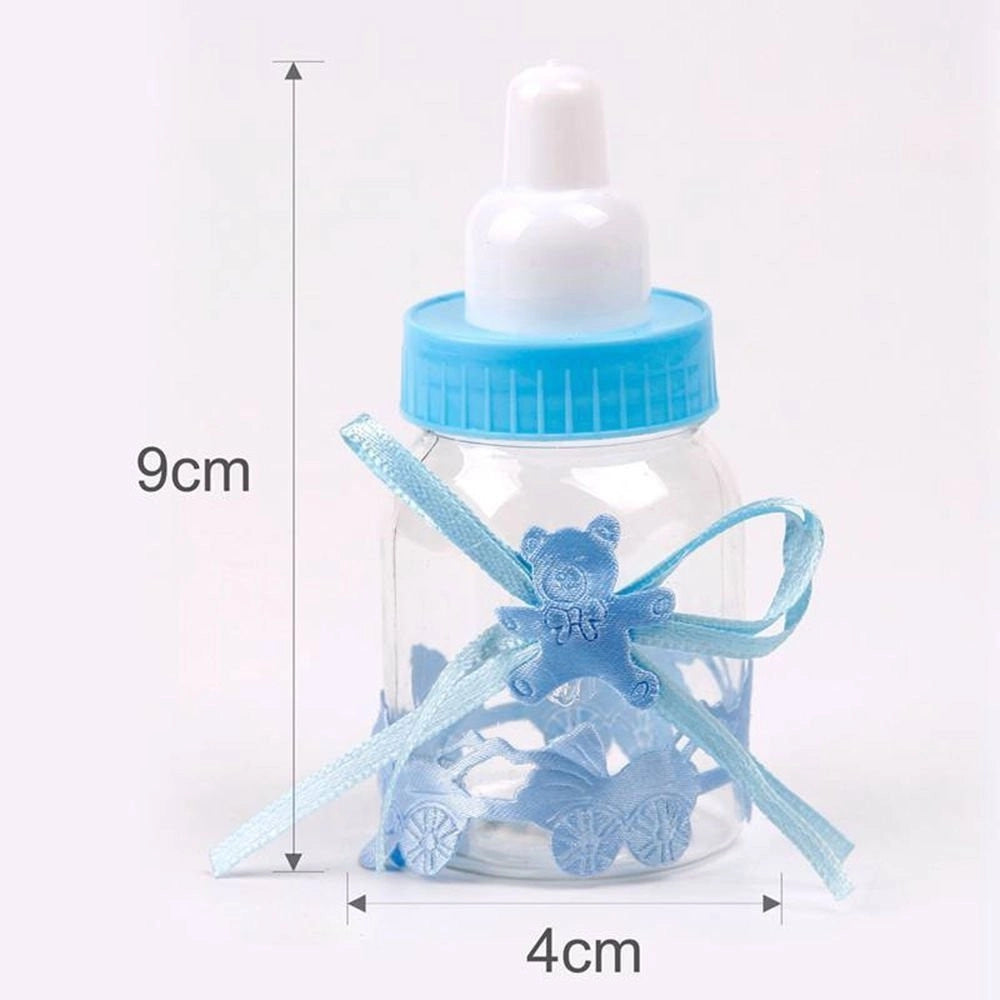Trade Shop - Set Bomboniera Portaconfetti Per Battesimo Nascita Bottiglia Biberon Azzurro Blu -