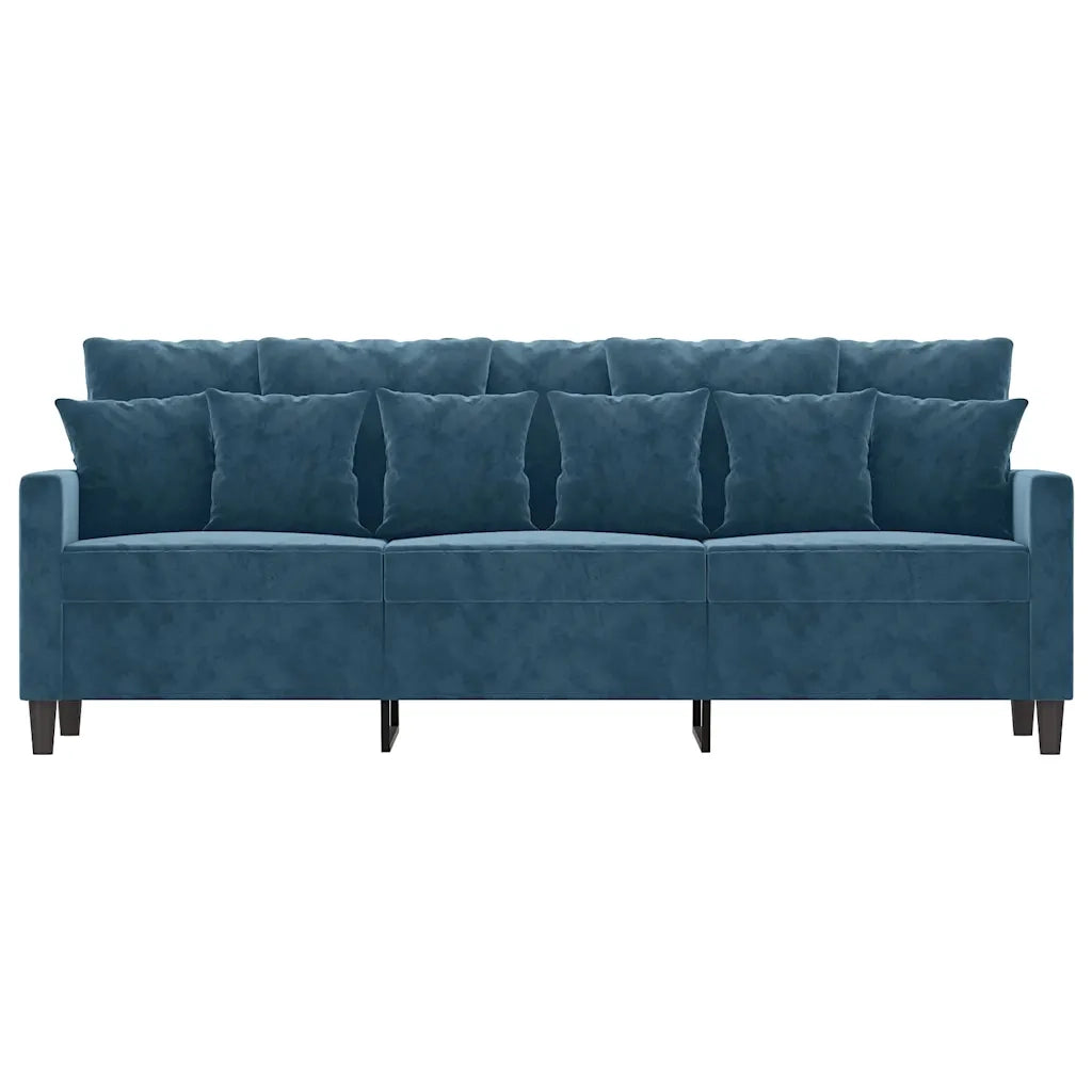 Divano a 3 Posti-Sofa 3 Posti Blu 180 cm in Velluto 192394
