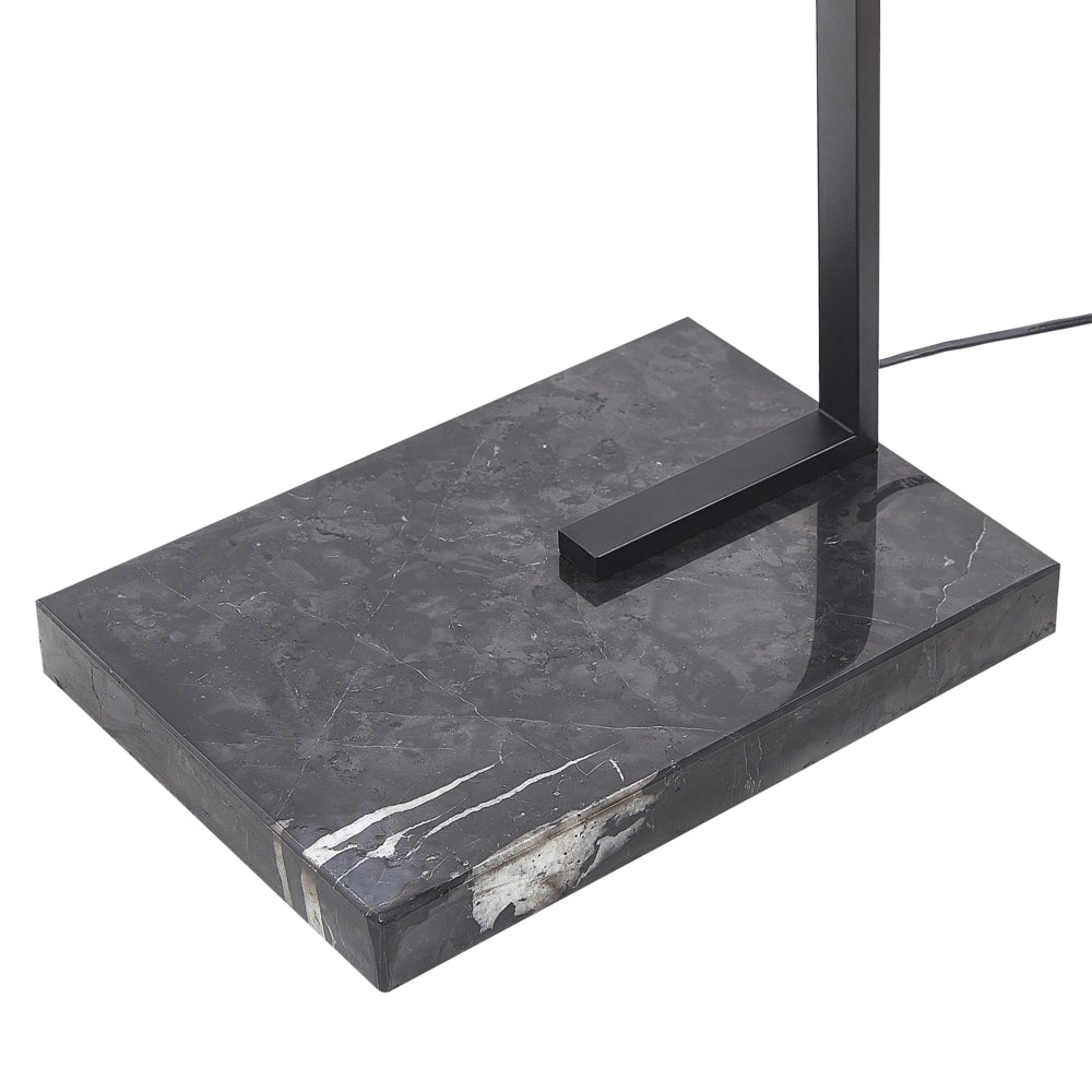 Lampada da terra in metallo grigio 188 cm con struttura curva paralume in policotone paralume a tamburo con base in marmo dal design moderno