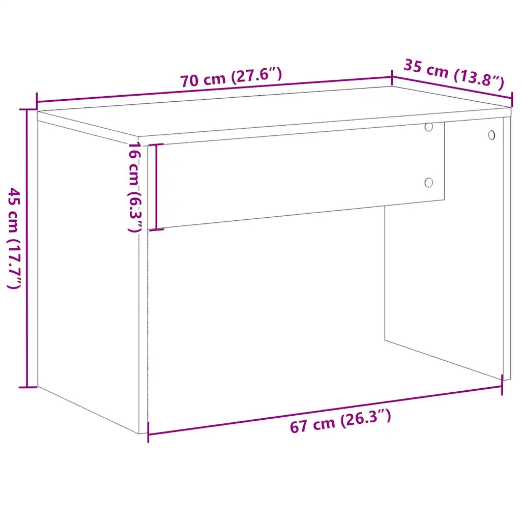 Sgabello da Toeletta Legno Vecchio 70x35x45cm Legno Multistrato 857041