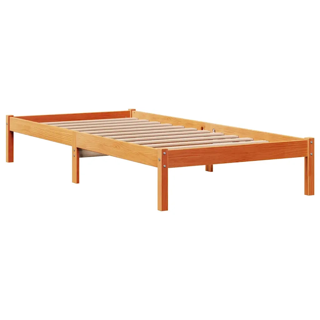 Giroletto con Testiera Marrone Cera 75x190 cm Massello Pino 3306551
