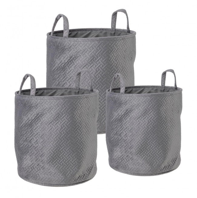 Set 3 Portaoggetti Poliestere Grigio Moderno da Interno - MEI-HUA