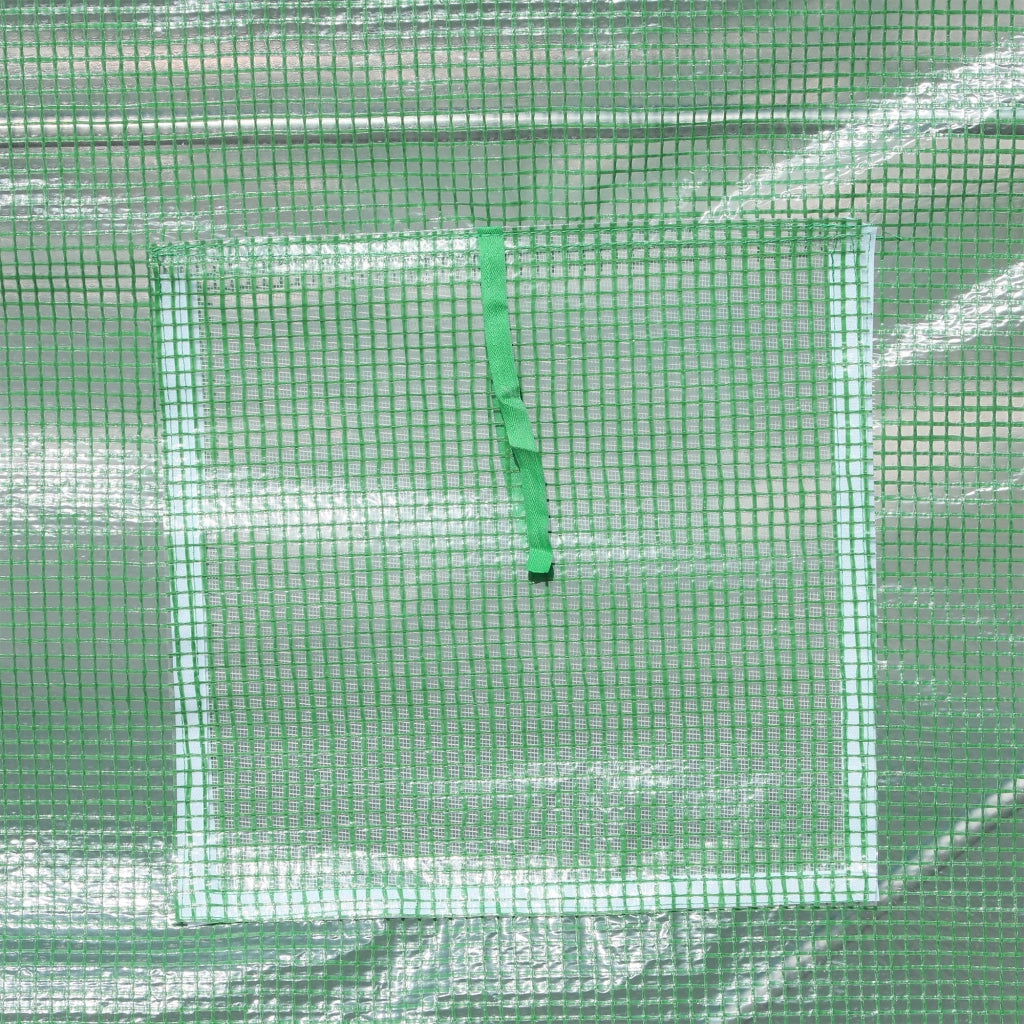Serra da giardino in film plastico con finestre 500 x 200 x 205 cm, struttura in acciaio verde