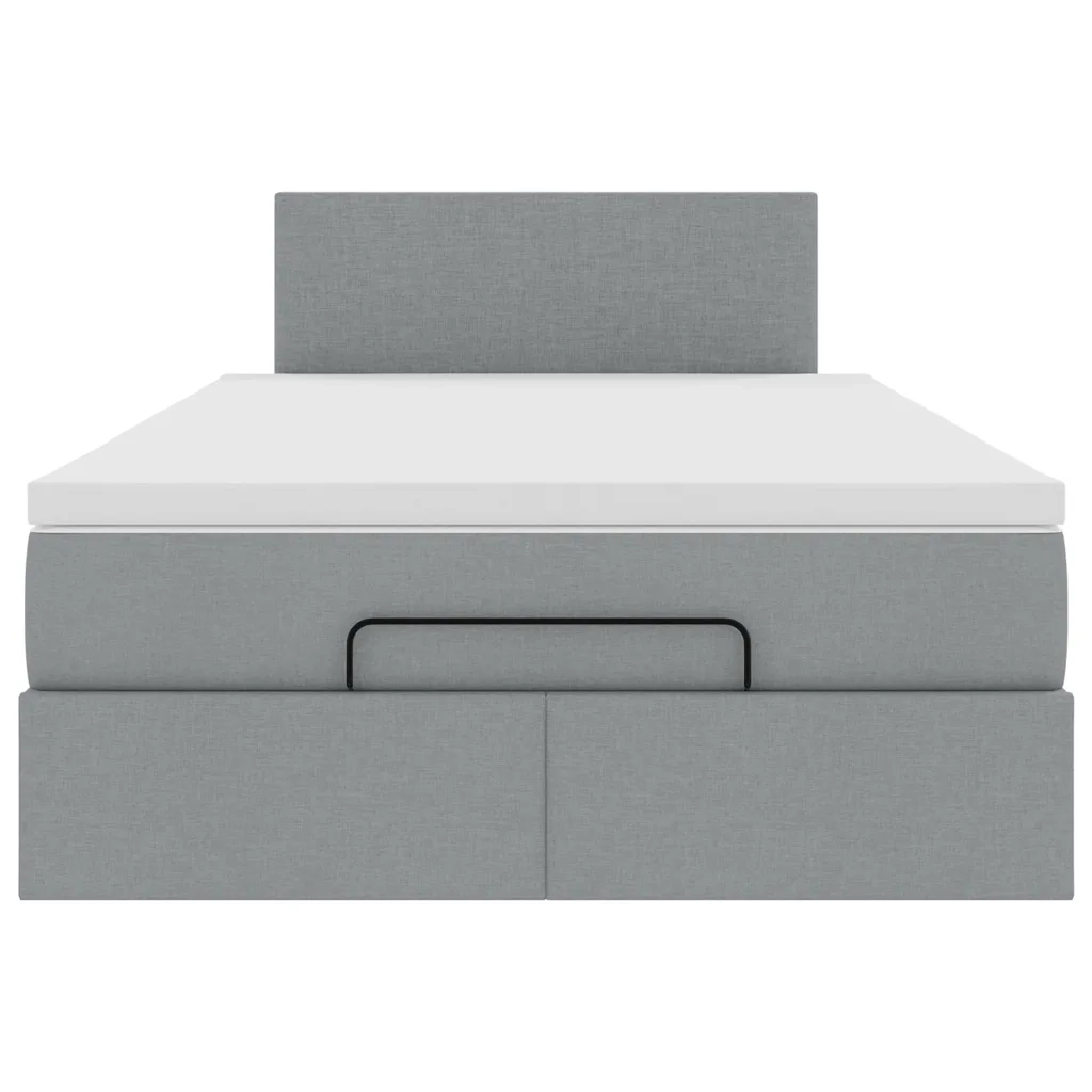Pouf Letto con Materasso Grigio Chiaro 120x200 cm in Tessuto 3312215