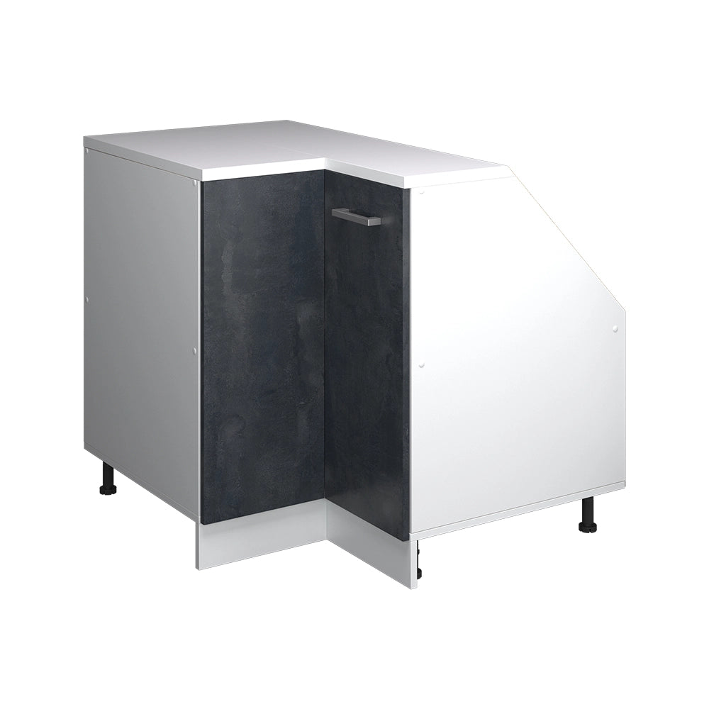 Mobile cucina angolare per sottotetto R-Line Calce nera/Bianco 75.6 cm con 1 porta, carcassa dell’armadio profondità 60 cm Vicco