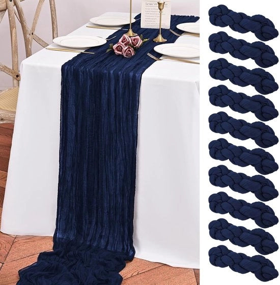 Targhe da festa, 10 pezzi, blu scuro, targa da festa con tessuto da formaggio, 3 m di lunghezza, targhe da festa boho, per festa di compleanno, festival, decorazione di matrimonio, blu scuro