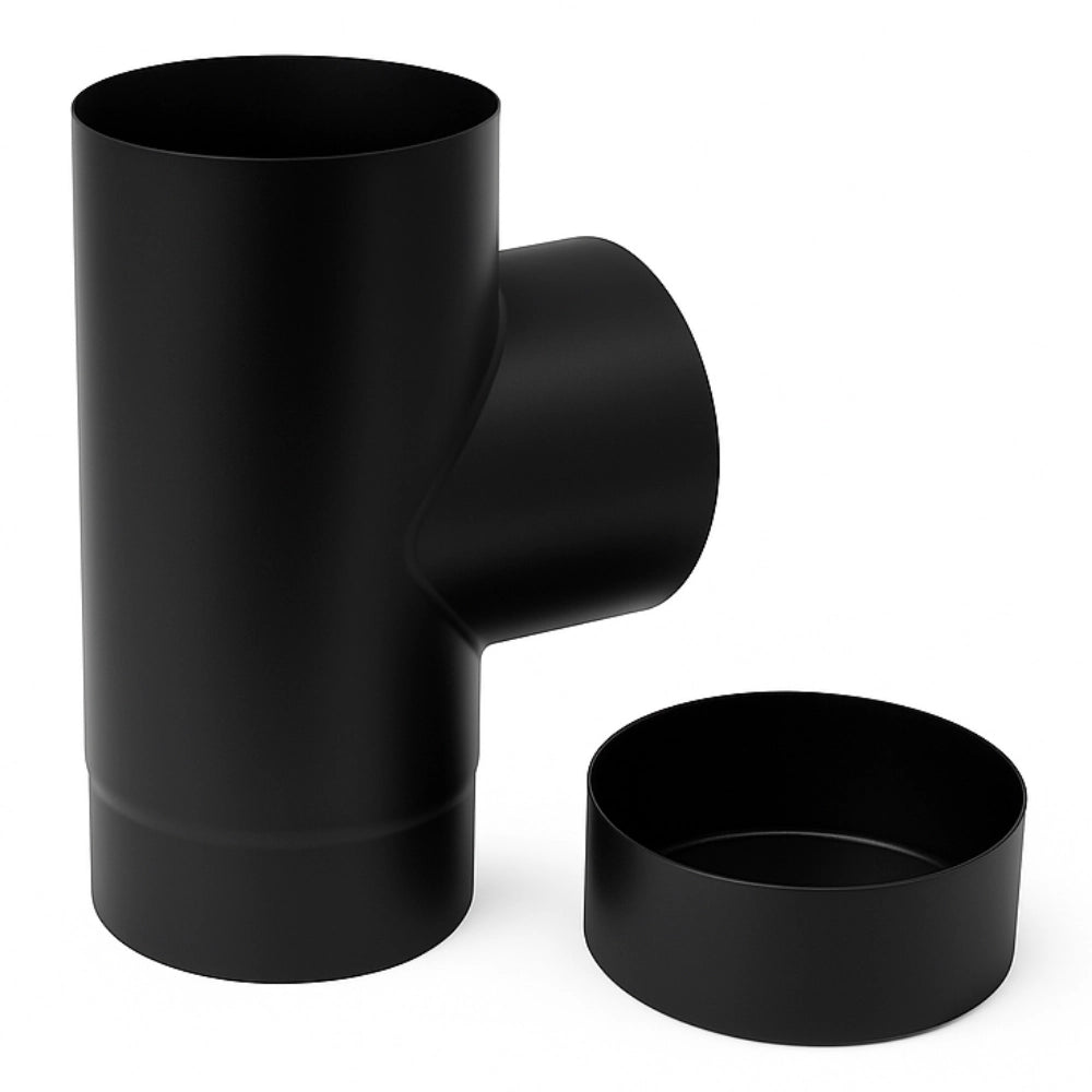 Raccordo a t arredo tappo ispezione raccolta 90° canale fumo stufa a pellet *** misura Ø 180 mm, confezione 1