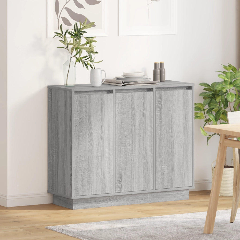 Mobile da soggiorno con LED Grigio Sonoma 90x32x75 cm in legno ingegnerizzato