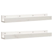 2 pz Mensole da Parete | Scaffali a Parete | Ripiano a parete Bianco 80x12x9cm Legno Massello di Pino