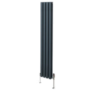 Radiatore a colonna ovale e valvole cromate TRV Designer grigio antracite 1600mm x 240mm
