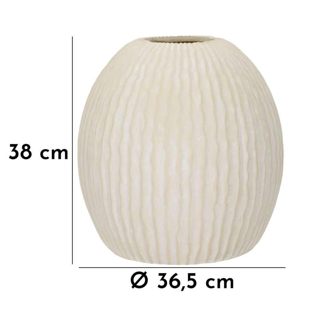 Vaso Decorativo VKH814, Beige, Poliresina, 36,5x36,5x38 cm