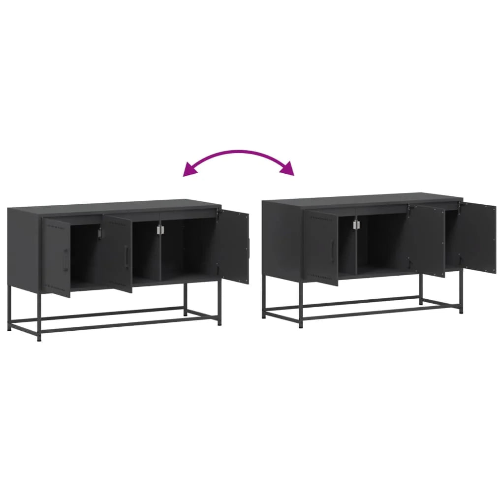 Mobile TV multimediale scaffale TV credenza mobile TV sala da pranzo soggiorno camera da letto 100,5 x 39 x 60,5 cm acciaio nero 02_0025551