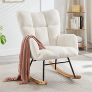 Poltrona a dondolo in poliestere con seduta morbida, struttura stabile e montaggio facile per il relax, bianco 69 × 89 × 101 cm