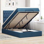 Struttura Letto Pouf con Materasso Blu 120x200 cm in Tessuto 3314085