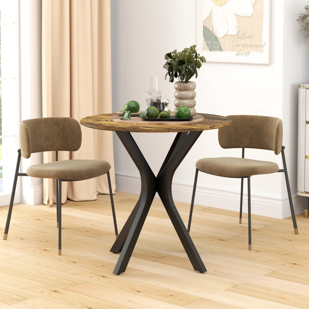 Tavolo da pranzo rotondo per 2 persone ¨C zephmum ¨C telaio in acciaio, colore marrone, ?78 cm