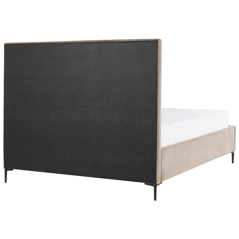 Set da camera da letto rivestiti in velluto tortora con due comodini 160 x 200 cm stile elegante