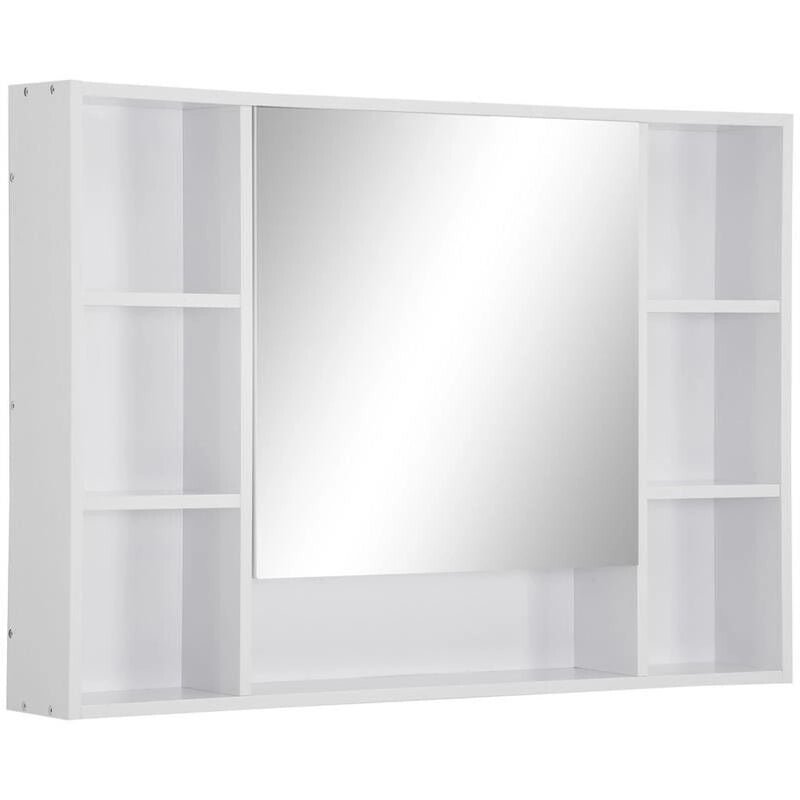 SPECCHIERA BAGNO CON MENSOLE E ARMADIETTO CON ANTA SPECCHIATA 100X15X70CM BIANCO
