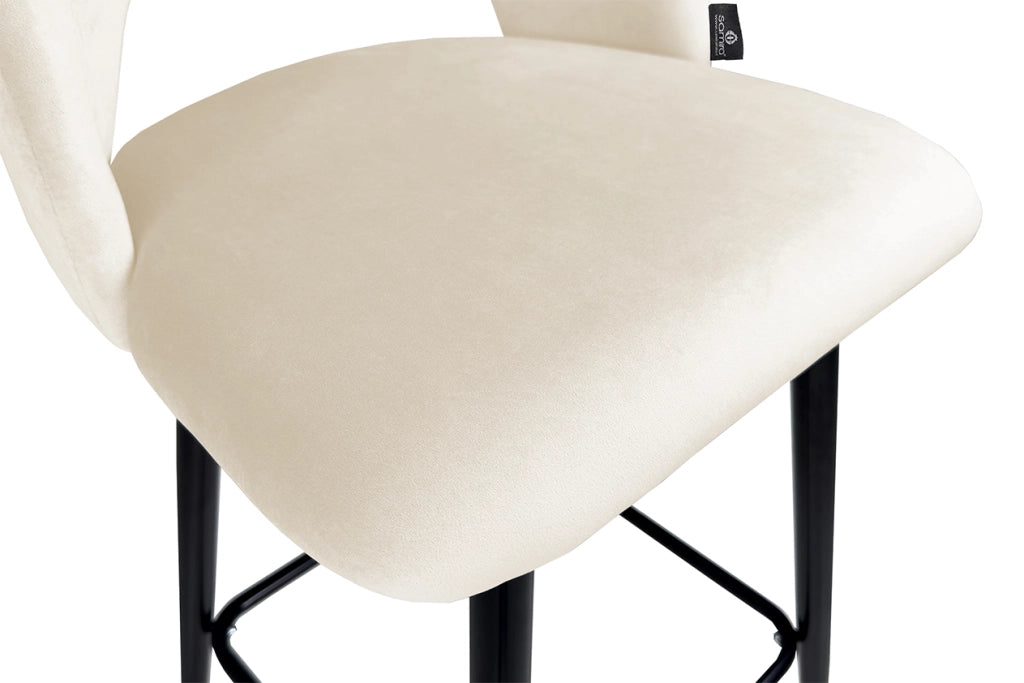 Sgabello cucina imbottito, sgabello alto in velluto beige - Zoe - SG11ZOPM