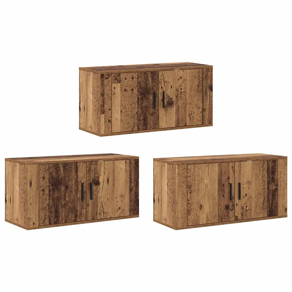 Set Mobile TV da Parete 3 pz-Credenza per TV Legno vecchio 80 x 34,5 x 40 cm