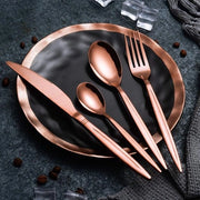Set di posate in acciaio inox rosé a 24 pezzi, 24 pezzi di posate in rame, set di posate in rame, servizio da 6 (rame lucido)