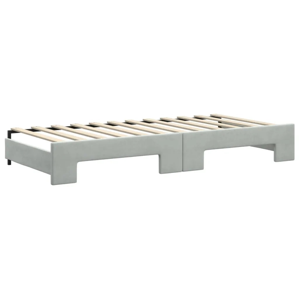 Divano Letto Estraibile Cassetti Grigio Chiaro 90x200cm Velluto