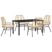 Set da Pranzo per Giardino 5 pz | Set Salotto da Giardino Marrone polyrattan