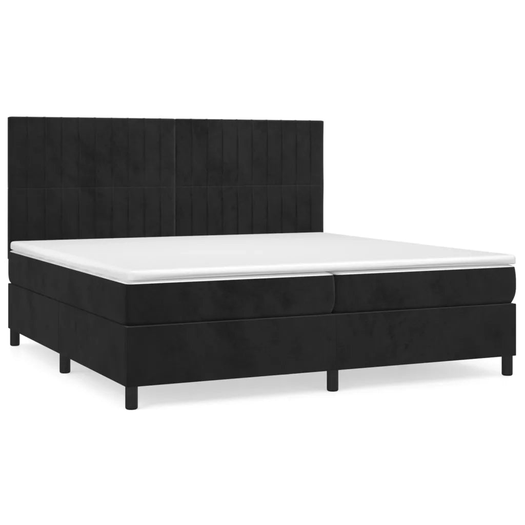 Giroletto a Molle con Materasso Nero 200x200 cm in Velluto 3143165